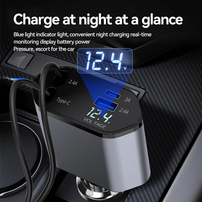 VoltMate™ 4-in-1 Retractable Car Charger