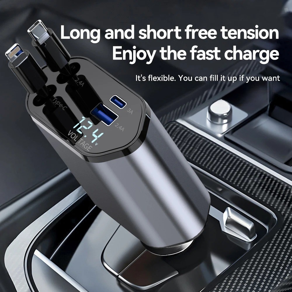 VoltMate™ 4-in-1 Retractable Car Charger