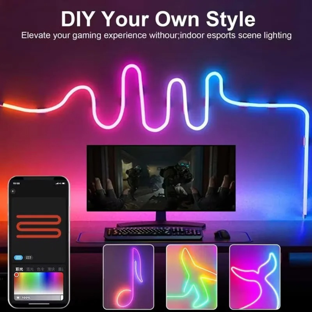 GlowFlex™ RGBIC Neon LED Strip – App & Remote Control