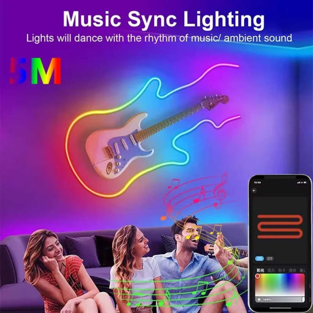 GlowFlex™ RGBIC Neon LED Strip – App & Remote Control