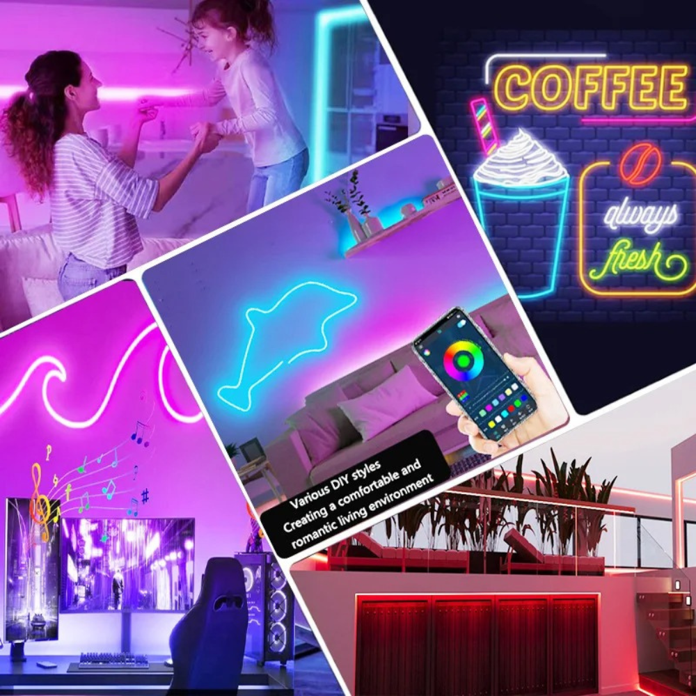 GlowFlex™ RGBIC Neon LED Strip – App & Remote Control