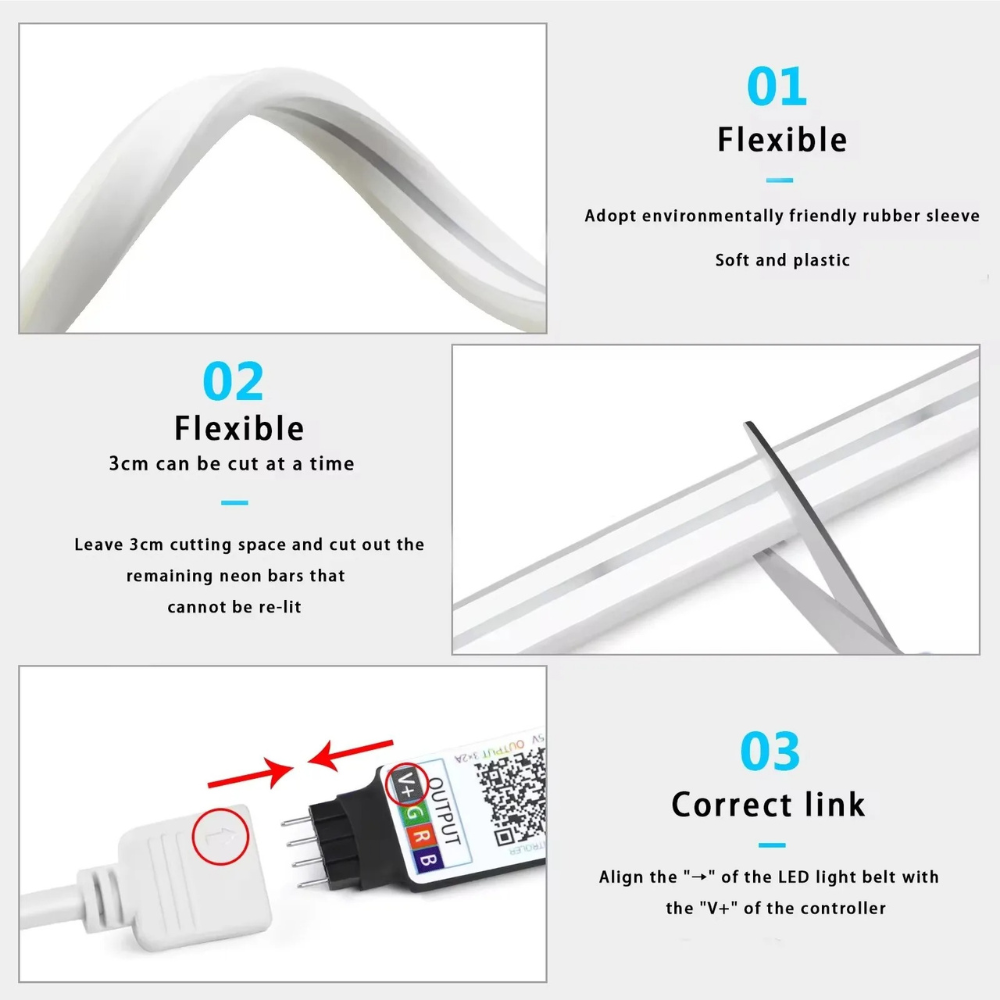 GlowFlex™ RGBIC Neon LED Strip – App & Remote Control