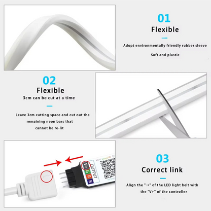 GlowFlex™ RGBIC Neon LED Strip – App & Remote Control