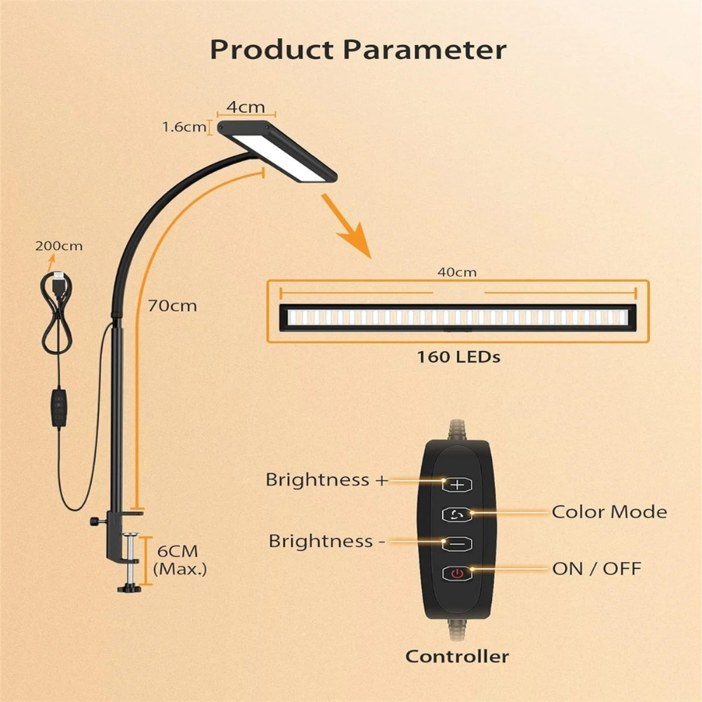 BrightArm™ LED Clamp Desk Lamp
